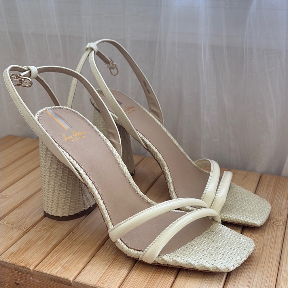 Sam Edelman Ivory Strappy Block Heel Sandals